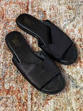 Franco Sarto Riviera Black Leather Slide Sandals